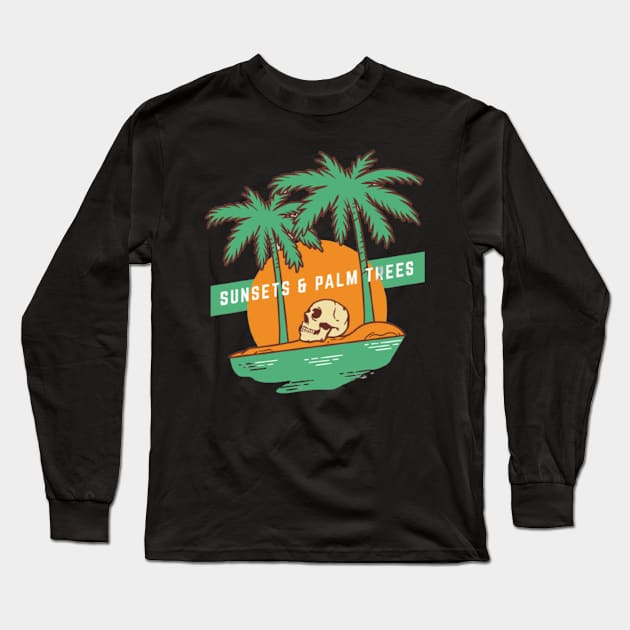 Sunesets palm trees Long Sleeve T-Shirt by horse face
